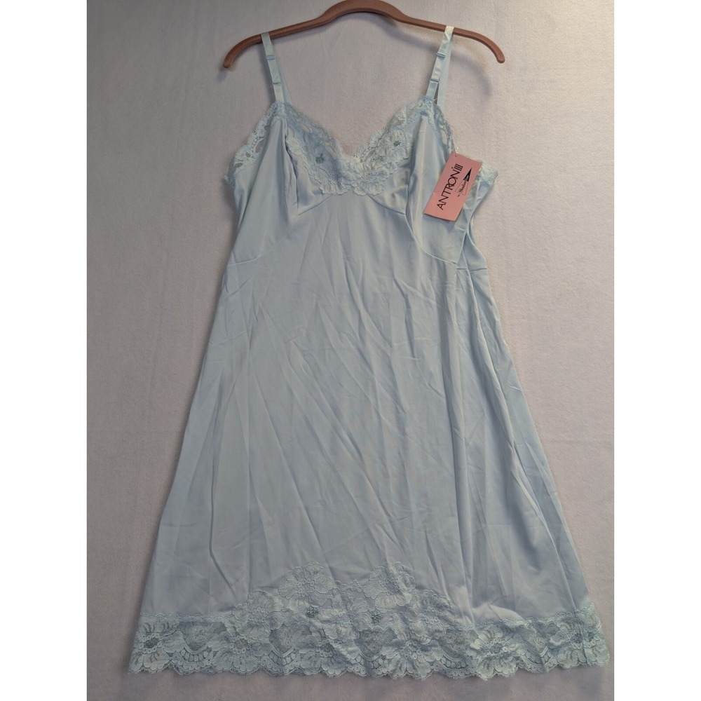 Shadowline Lingerie Dress Gown Vintage Size 36 Short Nylon Blue